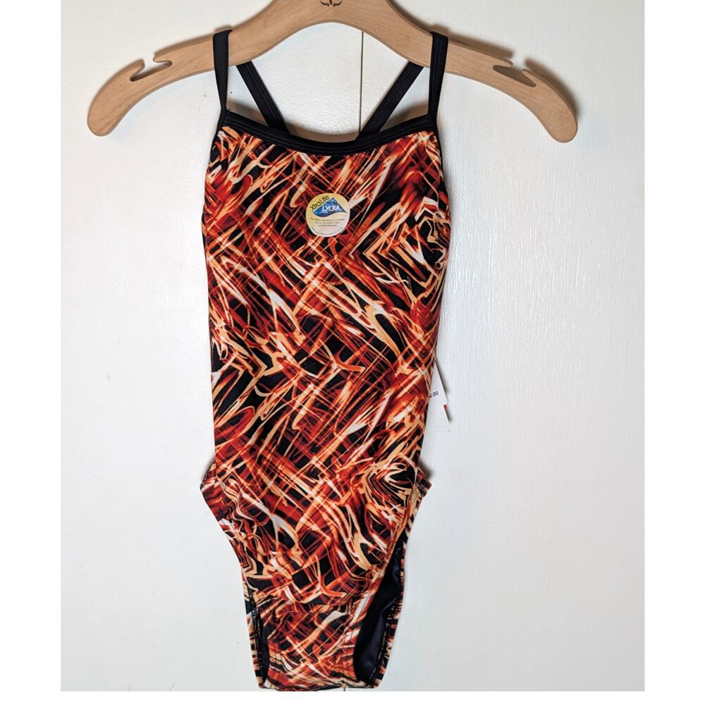 Speedo Orange & Black Racing Suit Size 34